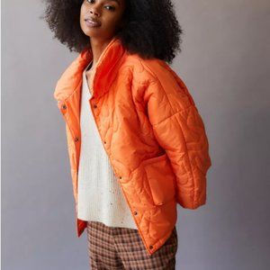 Native Youth Wavy Puffer Jacket Orange Urban Outfitters